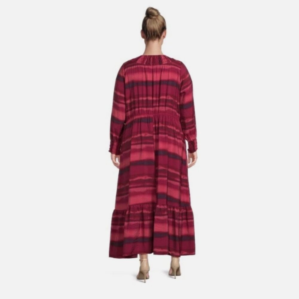 Terra And Sky Long Sleeve Peasant Tiered Maxi Dress 4X (28W-30W) - Picture 2 of 10